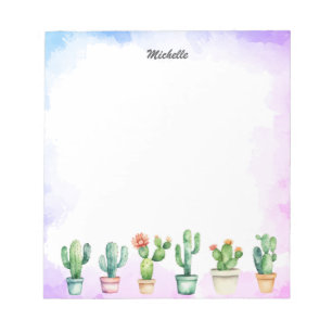 Modern Watercolor Cactus Cacti Desert Succulent Notepad