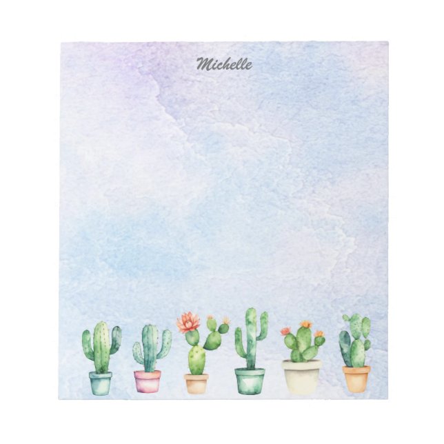 Modern Watercolor Cactus Cacti Desert Succulent    Notepad (Front)