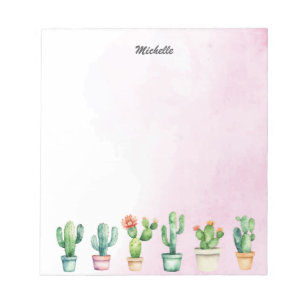 Modern Watercolor Cactus Cacti Desert Succulent Notepad