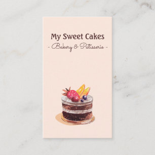 Modern watercolor cake patisserie cupcake dessert business card