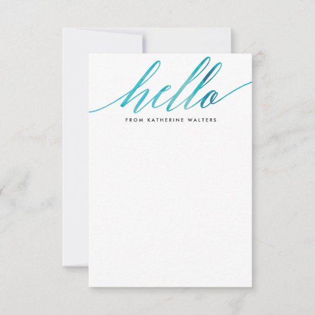Modern Watercolor Calligraphy Personal Stationery Note Card (Front)