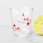 Modern Watercolor Cherry Blossoms Flower Wedding Shot Glass<br><div class="desc">A painted watercolor cherry blossom shot glass favour for the bride and groom for their wedding sake toast or san san ku do. A Japanese wedding tradition.</div>
