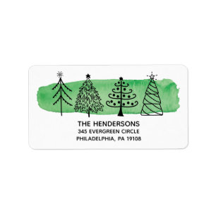 Modern Watercolor Christmas Address Labels