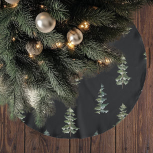 Modern Watercolor Christmas Dark Brushed Polyester Tree Skirt