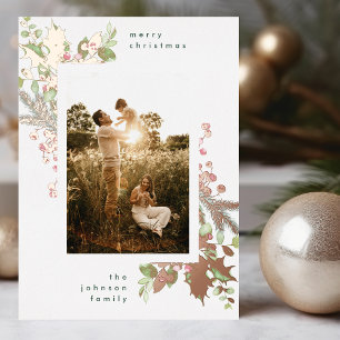 Modern Watercolor Christmas Florals and Rose Gold