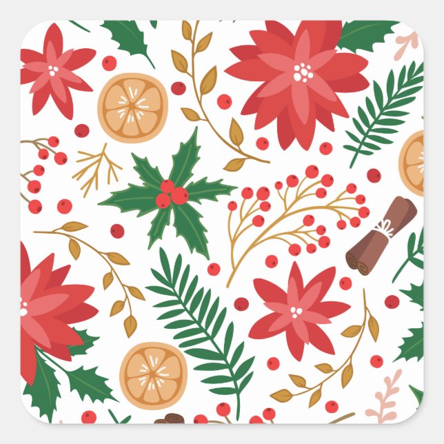 Modern Watercolor Christmas Green Pine Tree    Square Sticker (Front)