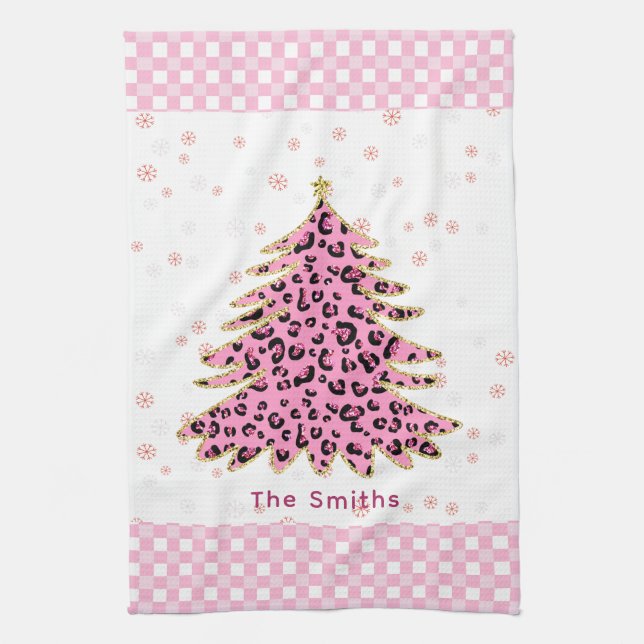 Modern Watercolor Christmas Pine Tree  Tea Towel (Vertical)