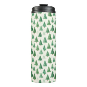 Modern Watercolor Christmas Pine Trees Seamless  Thermal Tumbler