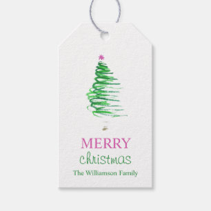 Modern Watercolor Christmas Tree Gift Tags
