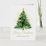 Modern Watercolor Christmas Tree Non Photo Foil Holiday Card<br><div class="desc">Send holiday cheer with our Modern Watercolor Christmas Tree Non-Photo Foil Holiday Card! This elegant design features a beautifully hand-painted watercolor Christmas tree, creating a serene and artistic feel perfect for the season. The soft brushstrokes and modern layout offer a minimalist yet festive touch, making it ideal for anyone seeking...</div>