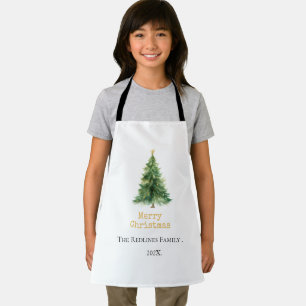 Modern Watercolor Christmas Tree Non Photo Holiday Apron