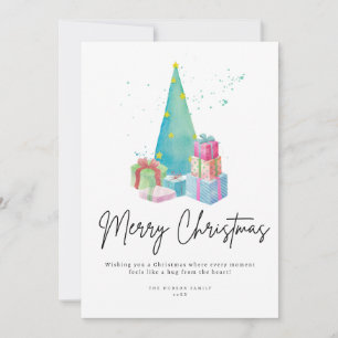 Modern Watercolor Christmas Tree Non-Photo Holiday Card