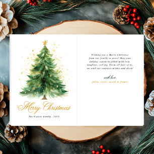 Modern Watercolor Christmas Tree Non Photo Holiday Card