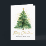 Modern Watercolor Christmas Tree Non Photo Holiday Card<br><div class="desc">Send holiday cheer with our Modern Watercolor Christmas Tree Non-Photo Holiday Card! This elegant design features a beautifully hand-painted watercolor Christmas tree, creating a serene and artistic feel perfect for the season. The soft brushstrokes and modern layout offer a minimalist yet festive touch, making it ideal for anyone seeking a...</div>