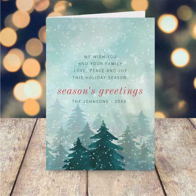 Modern Watercolor Christmas Winter Snow Forest Holiday Card (Creator Uploaded)