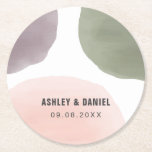 Modern Watercolor Circles Modern Wedding Round Paper Coaster<br><div class="desc">Modern. Minimal. This collection uses a garden palette of sage,  grape,  and rose to create a lovely presentation for your special day.</div>