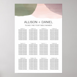 Modern Watercolor Circles Wedding Seating Chart