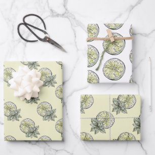 Modern Watercolor Citrus Summer Garden Wrapping Paper Sheet