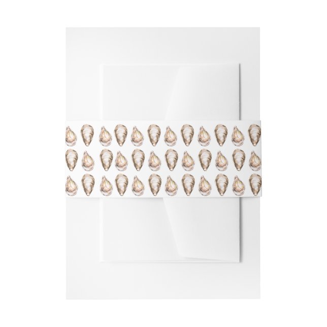 Modern Watercolor Coastal Oyster Wedding  Invitation Belly Band (Front Example)