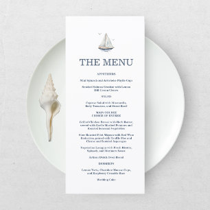 Modern Watercolor Coastal Seascape Wedding Menu