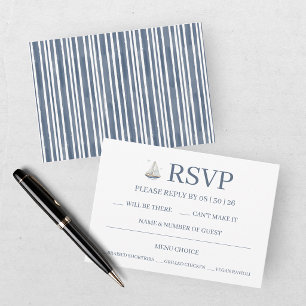 Modern Watercolor Coastal Seascape Wedding RSVP Card