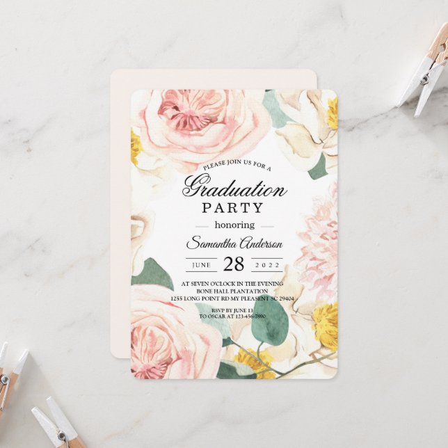 Modern Watercolor Colourful Beauty Frame Invitation (Front/Back In Situ)