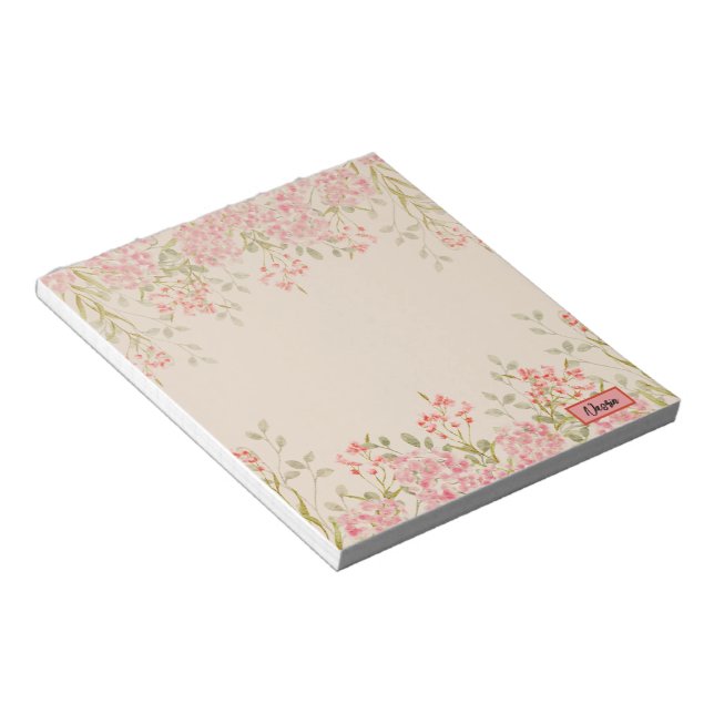 Modern Watercolor colourful  Flowers & personalise Notepad (Angled)