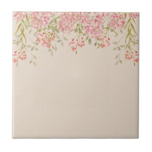 Modern Watercolor colourful  Flowers & personalise Tile