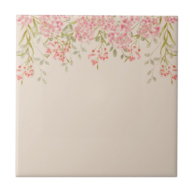 Modern Watercolor colourful  Flowers & personalise Tile (Front)