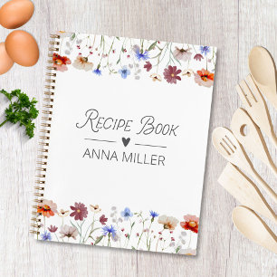 Modern Watercolor Colourful Wildflower Recipe Book