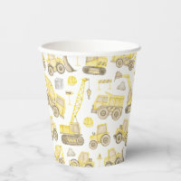 Modern Watercolor Construction Vehicle Birthday