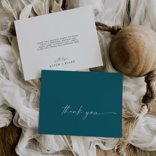 Modern Watercolor Coordinate   Teal Thank You Card