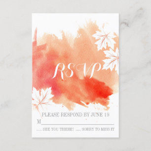 Modern watercolor coral peach wedding RSVP reply Card