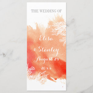 Modern watercolor coral reef wedding program programme