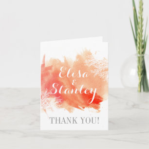 Modern watercolor coral reef wedding Thank You Card