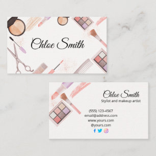 Modern Watercolor Cosmetic elements Beauty salon Business Card