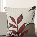 Modern Watercolor Cushion<br><div class="desc">Modern throw pillow features an artistic abstract watercolor design in a cream and burgundy color palette with black, gold and neutral accents. A stylish modern design features watercolor leaves and a geometric circle composition with an inquisitive hummingbird in the upper right hand corner. Inspired by nature, this modern abstract composition...</div>