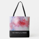 Modern watercolor custom text personalised wedding tote bag<br><div class="desc">Modern handpainted watercolor splatter,  red,  pink,  blue colours. Custom text: Mother of the Bride,   wedding bag,  personal name at the back.
You can easily change the text at the front in "Bridesmaid,  Made of Honour etc" and you can add a name at the back.</div>