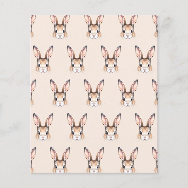 Modern Watercolor Cute Easter Bunny Face Paper (Front)