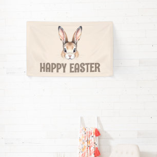 Modern Watercolor Cute Easter Bunny Neutral Banner