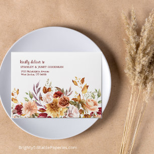 Modern Watercolor Dahlia Fall Leaves Terracotta  Envelope