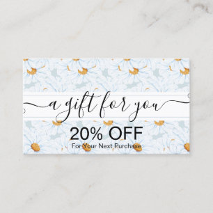 Modern Watercolor Daisy Floral Discount Card