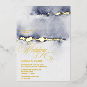 Modern Watercolor Dark Midnight Navy Blue Abstract