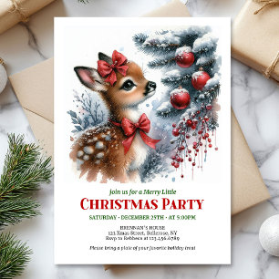 Modern watercolor deer snowy forest Christmas  Invitation