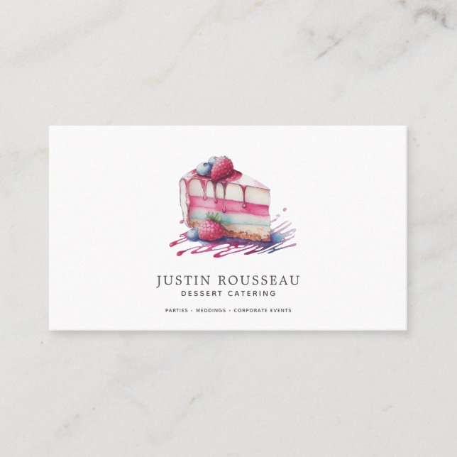 Modern Watercolor Dessert Baker Pastry Chef Business Card (Front)