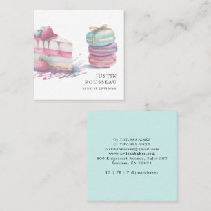 Modern Watercolor Dessert Baker Pastry Chef   Square Business Card