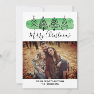 Modern Watercolor Doodle Photo Card