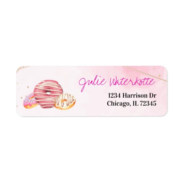 Modern Watercolor Doughnut Address Label (Front)