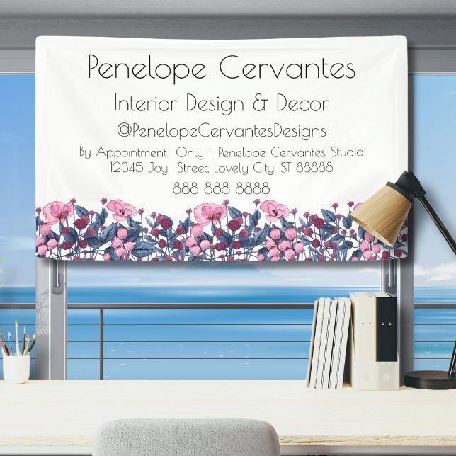 Modern Watercolor Dusty Blue and Pink Floral Banner (Creator Uploaded)