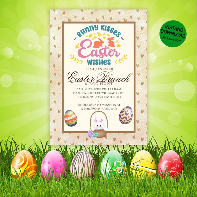 Modern Watercolor Easter Brunch Egg Hunt Invitation (Creator Uploaded)